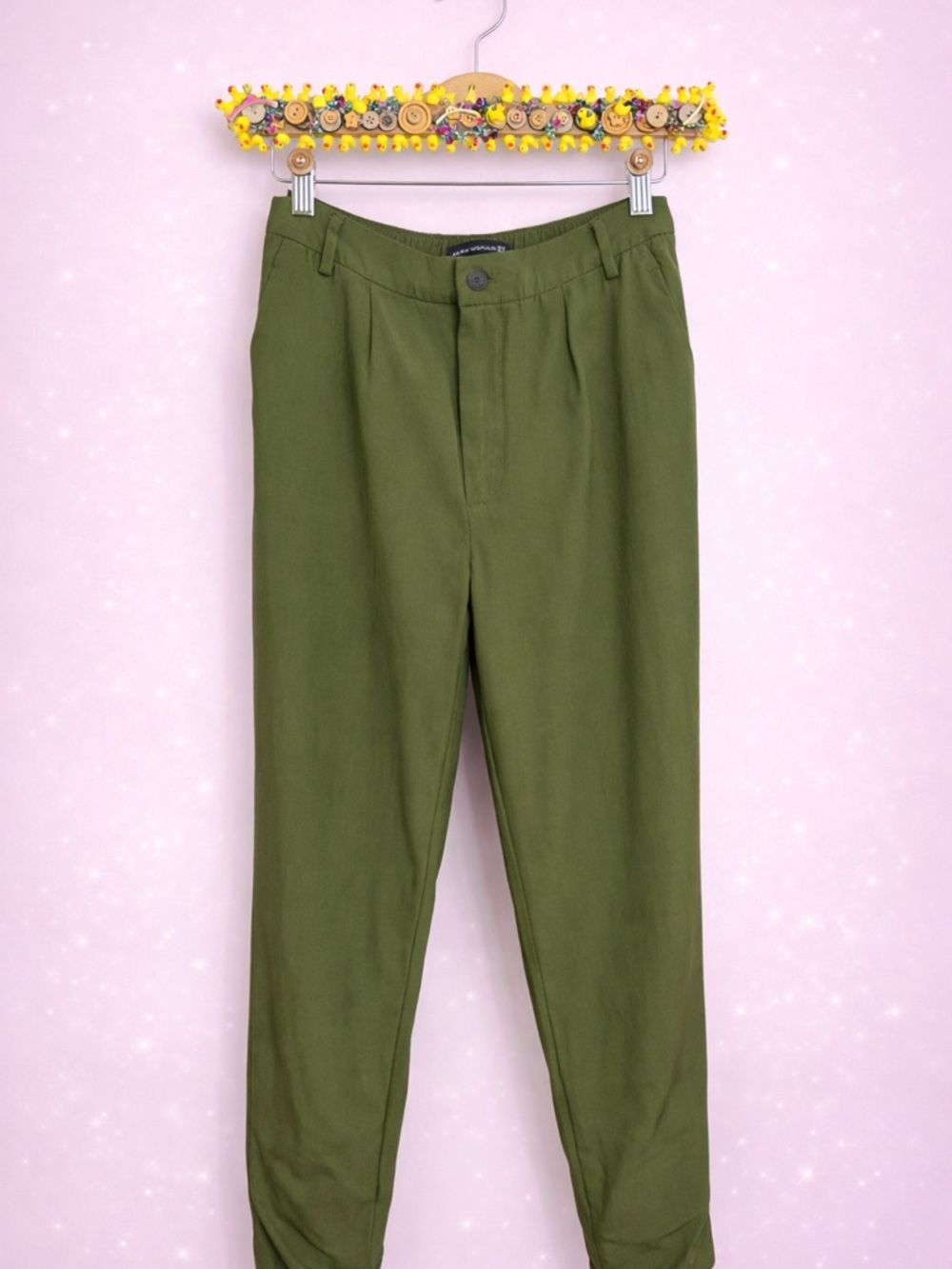Zara Olive Green High-Rise Tailored Pants